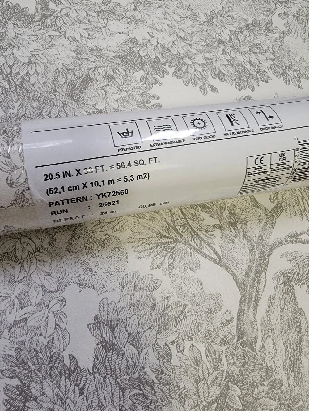 Wallpaper Spinney Grey Tree Toile